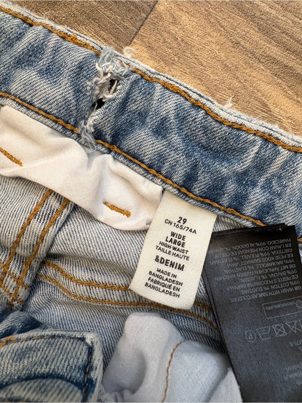H&M &DENIM Wide High Waist Jeans Light Wash Wide Leg Size 29 Ankle Length - Picture 4 of 5